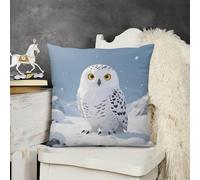 FekiLoot Snowy Owl on Snowfield Throw Pillow Covers 12 "x12 Plush Soft Decorative Farmhouse Square Accent Pillow Cases Spring Sofa Cushion Case for Couch Bedroom Living Room Home Decor