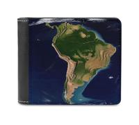 FekiLoot South America Satellite Image PU Leather Wallet Bifold Wallet Front Pocket Wallets Fashion Purse Slim Billfold Credit Card Holder