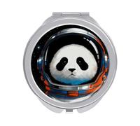 FekiLoot Space Astronaut Panda Compact Mirror 1x/2x Magnifying Mirror Travel Makeup Mirrors Cute Pocket Small Mirrors for Women Ideal Gift on Birthday, Christmas, Graduation Round Silver