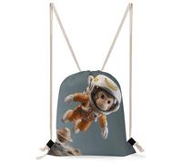 FekiLoot Space Monkey Astronaut Drawstring Backpack Sports Gym Bag Drawstring Bags Foldable Backpack for Women Men