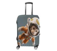 FekiLoot Space Monkey Astronaut Travel Luggage Cover Stretchable Airplane Suitcase Protector Sleeve Universal Washable Fit for 19-32 Inch Checked Baggage,Water Resistant Durable Luggage Protector