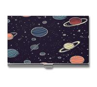 FekiLoot Space Planet Pattern Business Card Case for Men And Women,Business Card Holder with Ultra Slim Flip Cover Business Card Holder Purse Name Cards Holders for Wallet Organizer