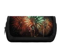 FekiLoot Splendid Fireworks Pencil Case Portable Zipper Large Capacity Pencil Bag Handheld Multi Function Portable Pencil Pouch Organizer for Family Office Supplies