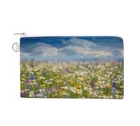 FekiLoot Spring Meadow Flowers Coin Purse,Travel Portable Keychain Wallet Canvas Coin Wallets Mini Zipper Tool Bag Lightweight Change Purse