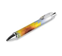 FekiLoot Spring Sunflower Butterfly Ballpoint Pens Retractable Black Ink Ballpoint Pens 0.5mm Medium Point Smooth Writing Pattern Pen with Super Soft Grip Cute Work Supplies for Men Women 1 PCS