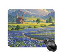 FekiLoot Square Gaming Texas Bluebonnets Scenery Mouse Pad Waterproof Mouse Mat Non-Slip Rubber Base Portable Travel Mouse Pad for Office Home Wireless Computer Laptop Desk Accessories