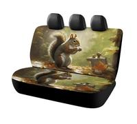 FekiLoot Squirrel Eats Nuts Car Back Seat Covers Waterproof Auto Bench Seat Cover Accessories for Dogs, Universal Auto Rear Seats Protector Comfort Backseat Car Covers for Cars, Vans, Trucks