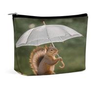 FekiLoot Squirrel Hold A Umbrellas Toiletry Bag Travel Cosmetic Bag with Zipper Personalized Makeup Pouch Makeup Pouch for Women for Use in Daily Life Travel Other Occasions