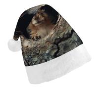 FekiLoot Squirrel in The Tree Hole Christmas Hat Cap with Plush Trim Warm Xmas Hats Headwear for Winter Holiday Party Supply