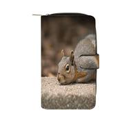FekiLoot Squirrel Just Laying Wallet Large Capacity Travel Double Fold Wallets Portable Zipper Leather Purse for Women Men