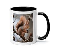 FekiLoot Squirrel with Pine Cone Coffee Mug 12oz Ceramic Coffee Cup with Handle Novelty Color Mugs Tea Cup for Home, Office & Cafe Use, Microwave & Dishwasher Safe