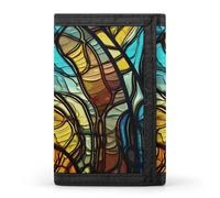 FekiLoot Stained Glass Art Wallet Compact Blocking Trifold Wallets with Zipper Minimalist Purse Wallet Credit Card Holder