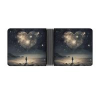 FekiLoot Star Heart Shape Leather Wallet Double-Sided Different Images Bifold Wallet Ultra Strong Stitching Slim Wallets
