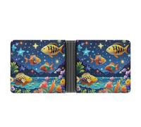 FekiLoot Starry And Fish Wallet Slim PU Bifold Design Wallet with Multiple Card Slots Wallets Extra Capacity Pocket Wallets