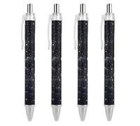 FekiLoot Stars And Moon on Dark Ballpoint Pens Retractable Black Ink Ballpoint Pens 0.5mm Medium Point Smooth Writing Pattern Pen with Super Soft Grip Cute Work Supplies for Men Women 4 PCS