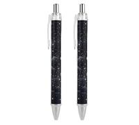 FekiLoot Stars And Moon on Dark Ballpoint Pens Retractable Black Ink Ballpoint Pens 0.5mm Medium Point Smooth Writing Pattern Pen with Super Soft Grip Cute Work Supplies for Men Women 2 PCS