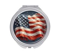 FekiLoot Stars and Stripes Compact Mirror Double-Sided Round Travel Makeup Mirrors 1x / 2X Magnifying Portable Metal Mini Pocket Handheld Vanity Mirror for Women Girls Mother