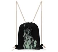 FekiLoot Statue of Liberty Pattern Drawstring Backpack Sports Gym Bag Drawstring Bags Foldable Backpack for Women Men