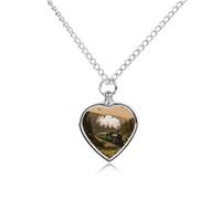 FekiLoot Steam Car in The Woods Urn Necklaces for Ashes Personalized Human Pet Cremation Jewelry Keepsake Locket Heart Pendant with Filling Kit Memorial Gift for Dog Cat Lover Women Men
