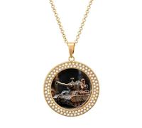 FekiLoot Steam Tank Model Pendant Necklace for Women Men Elegant Diamond Circle Necklaces with 19.7 Inch Chain, Zinc Diamond Jewelry for Birthday Christmas Valentine's Day Gift, One Size, Zinc