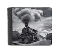 FekiLoot Steam Train Clouds Wallet Fashionable Slim Leather Wallet with Multiple Card Slots And Hidden Compartments Wallets