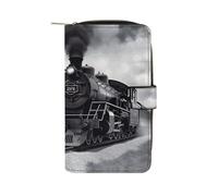 FekiLoot Steam Train Clouds Wallet for Men Women Large Capacity Purse Clutch Bag Handbag Checkbook Cash Credit Cards
