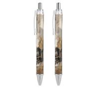 FekiLoot Steam Train in The Valley Ballpoint Pens Retractable Ball Point Pens Smooth-Flowing Black Ink 0.5mm Writing Pen Black Ink Pen for Men Women 2 PCS