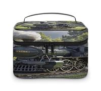 FekiLoot Steam Train Makeup Bag Large Capacity Travel Cosmetic Bag Lightweight Hand-held Toiletry Bags Portable Cosmetic Pouch Cute Make Up Pouch for Women