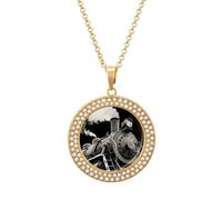 FekiLoot Steam Train Pendant Necklace for Women Men Elegant Diamond Circle Necklaces with 19.7 Inch Chain, Zinc Diamond Jewelry for Birthday Christmas Valentine's Day Gift, One Size, Zinc, Diamond
