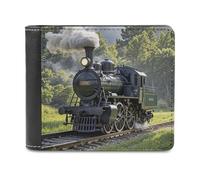 FekiLoot Steam Train Wallet Large Capacity Slim Bifold Wallet with Multiple Card Slots PU Leather Men Purse
