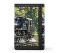 FekiLoot Steam Train Wallet Men's Trifold Wallet Extra Capacity Credit Card Holder Cards Purse Front Pocket
