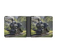 FekiLoot Steam Train Wallet Slim PU Bifold Design Wallet with Multiple Card Slots Wallets Extra Capacity Pocket Wallets
