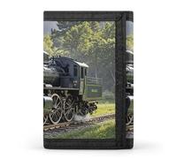 FekiLoot Steam Train Wallet Slim Trifold Wallets with Multiple Card Slots Credit Card Holder Pocket Coin Purse