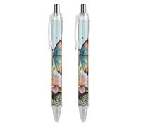 FekiLoot Steampunk Butterfly Hybrid Ballpoint Pens Retractable Ball Point Pens Smooth-Flowing Black Ink 0.5mm Writing Pen Black Ink Pen for Men Women 2 PCS
