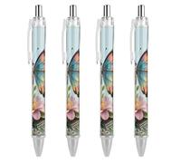 FekiLoot Steampunk Butterfly Hybrid Ballpoint Pens Retractable Ball Point Pens Smooth-Flowing Black Ink 0.5mm Writing Pen Black Ink Pen for Men Women 4 PCS