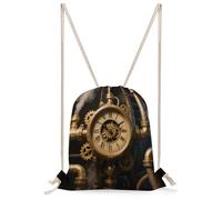 FekiLoot Steampunk Gear Clock Drawstring Backpack Sports Gym Bag Drawstring Bags Foldable Backpack for Women Men