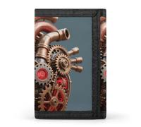 FekiLoot Steampunk Gear Heart Slim Wallet Trifold Wallet Credit Card Holder Wallets Stylish Money Clip for Men Women