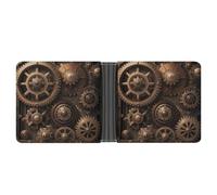 FekiLoot Steampunk Mechanical Gears Leather Wallet Mens Bifold Wallets Travel Cash Credit Card Holder Womens Minimalist Purse