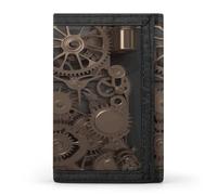 FekiLoot Steampunk Mechanical Gears Wallet for Men Slim Minimalist Trifold Wallet with ID Window And Credit Card Holder
