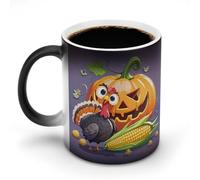 FekiLoot Strange Turkey Color Changing Mug Heat Changing Mug Ceramic Mug Heat Reactive Black Mug Tea Cup Message Appears As It Heats Birthday Holiday Gift for Family Friend