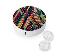FekiLoot Striped Abstract Colorful Contact Lens Cases, Cute Contact Lenses Lens Box Set Outdoor Mini Contact Lens Soak Storage Kit with Mirror Daily Vision Care And Outdoor Use
