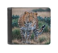 FekiLoot Striped Leopard Wallet Large Capacity Slim Bifold Wallet with Multiple Card Slots PU Leather Men Purse