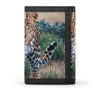 FekiLoot Striped Leopard Wallet Slim Trifold Wallets with Multiple Card Slots Credit Card Holder Pocket Coin Purse