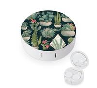 FekiLoot Succulent Plants And Cactus Contact Lens Cases, Cute Contact Lenses Lens Box Set Outdoor Mini Contact Lens Soak Storage Kit with Mirror Daily Vision Care And Outdoor Use
