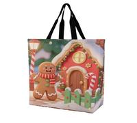 FekiLoot Sugar Man Christmas HouseTote Bag for Women Foldable Beach Bag Reusable Grocery Bags Crossbody Shoulder Bags