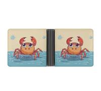 FekiLoot Summer Cartoon Crab Wallet Slim Leather Bifold Wallet Extra Capacity Wallets with Multiple Card Slots Men Billfold