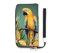 FekiLoot Summer Parrot Pineapple Bird Long Wallet Large Capacity Zipper Purse Ladies Multi-card Slot Coin Phone Travel Pocket