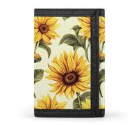 FekiLoot Summer Sunflower Trifold Wallet Slim Minimalist Front Pocket Men's Passcase Wallet Credit Card Holder