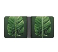 FekiLoot Summer Tropical Leaf Leather Wallet Double-Sided Different Images Bifold Wallet Ultra Strong Stitching Slim Wallets