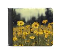 FekiLoot Summer Yellow Flowers Wallet Fashionable Slim Leather Wallet with Multiple Card Slots And Hidden Compartments Wallets